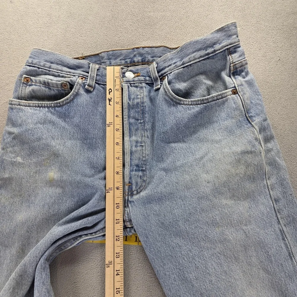 Vintage Levis 501 Jeans Mens Blue Light Wash Made In USA Button Fly Fits 31x30
